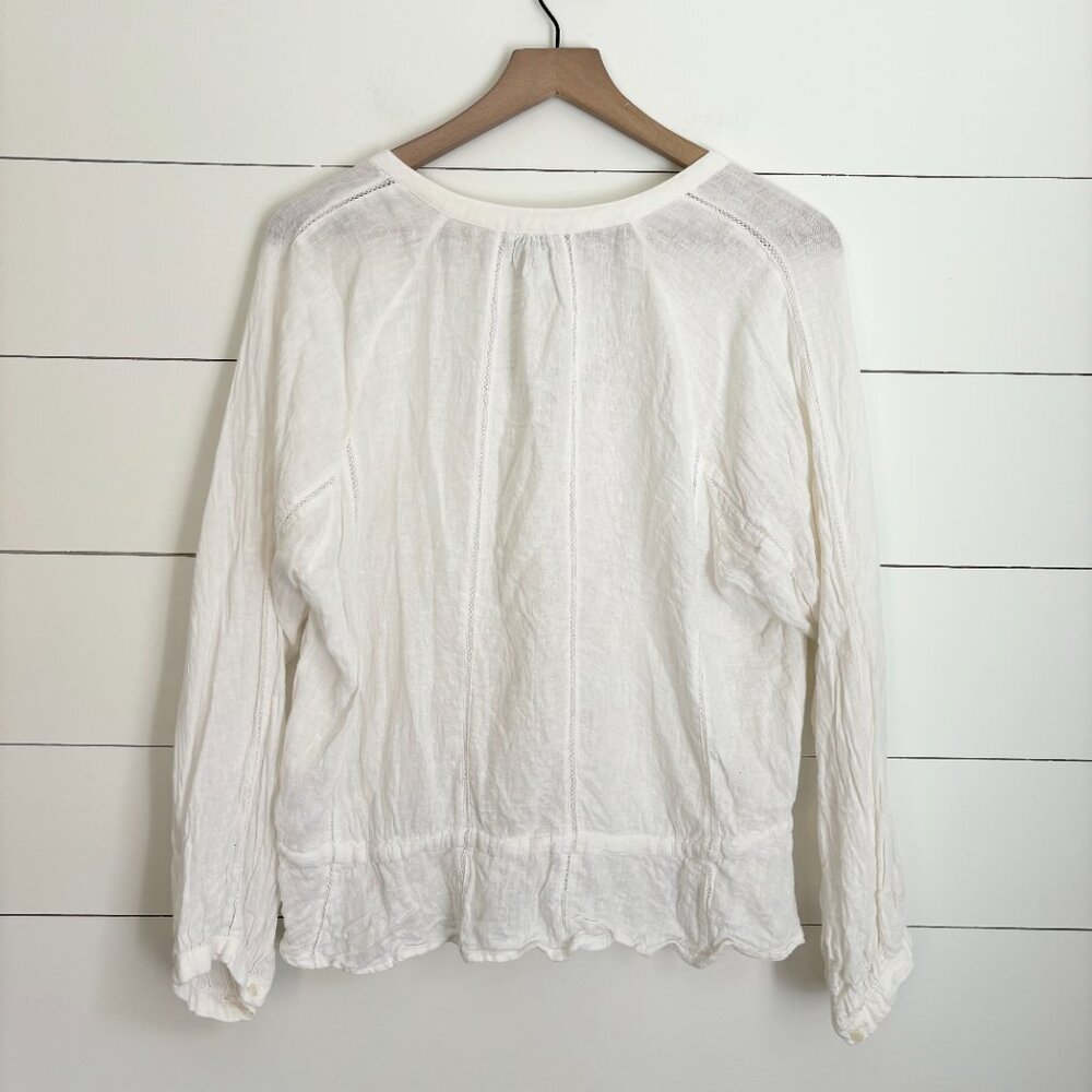 Rails White Linen Blend Button Down Top With Tie … - image 4